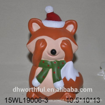 Handpainting orange animal design ceramic fox figurine